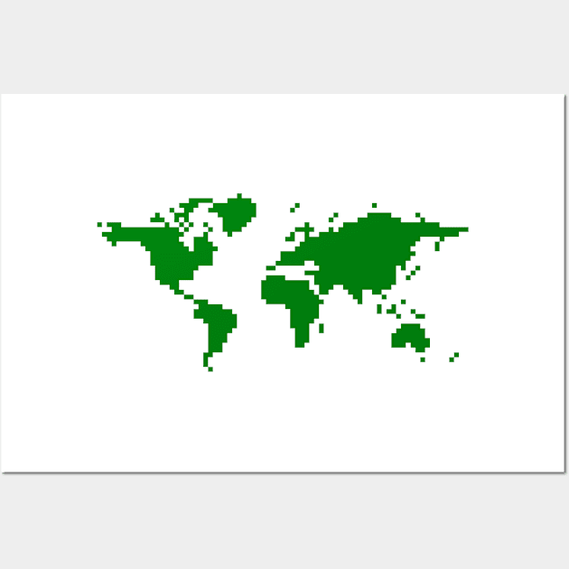 Pixel World, Green Wall Art by DKrumpp